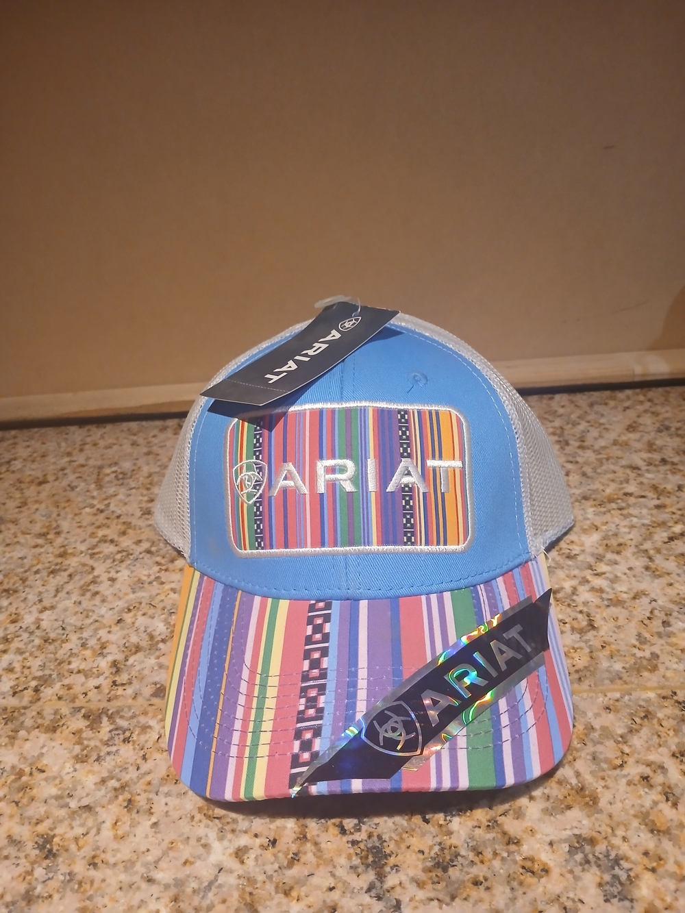 Ariat Women Blue Multi-Stripe Trucker Hat